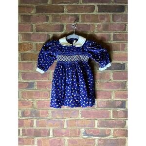 House of Hatten Paisley Smocked Blue Dress